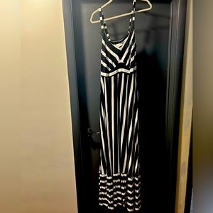 Black and white striped maxi dress, never worn
